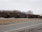 Coal train blocking ALL the crossings but one.